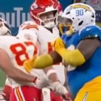 Travis Kelce smacked in the helmet by Chargers rival Teair Tart, who escapes punishment