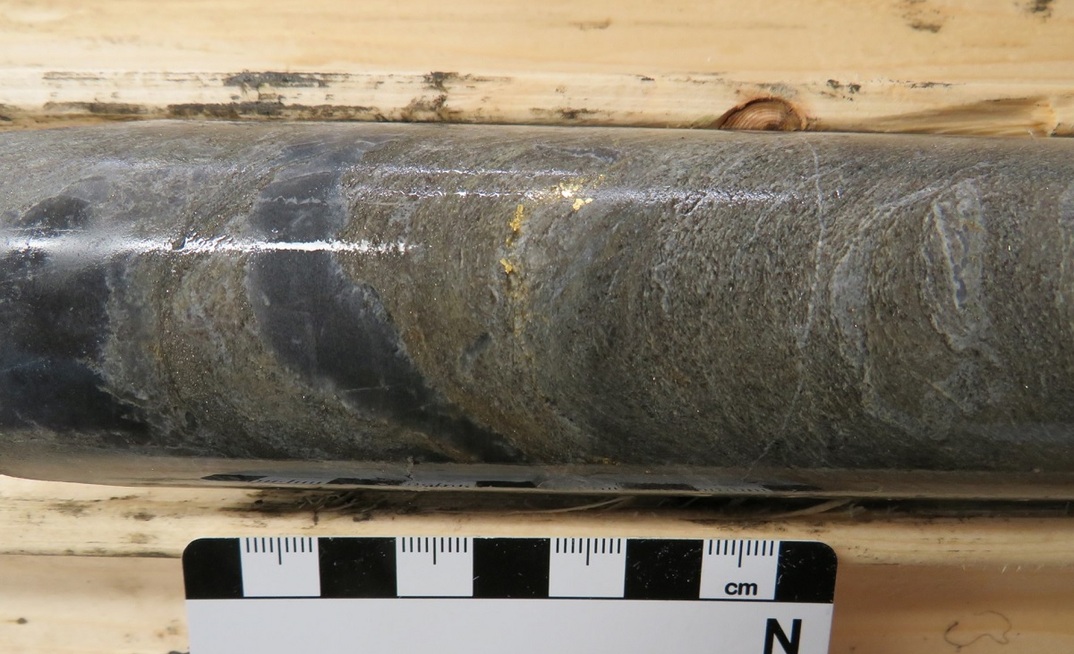 Visible gold in OB-20-167 from Radisson Mining Resources’ O'Brien project in Quebec