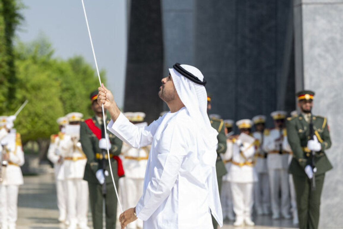 Theyab bin Mohamed bin Zayed raises UAE flag at Wahat Al Karama to mark Flag Day