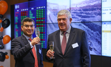  Jupiter CEO Priyank Thapliyal and chairman Brian Gilbertson celebrate the company's ASX listing