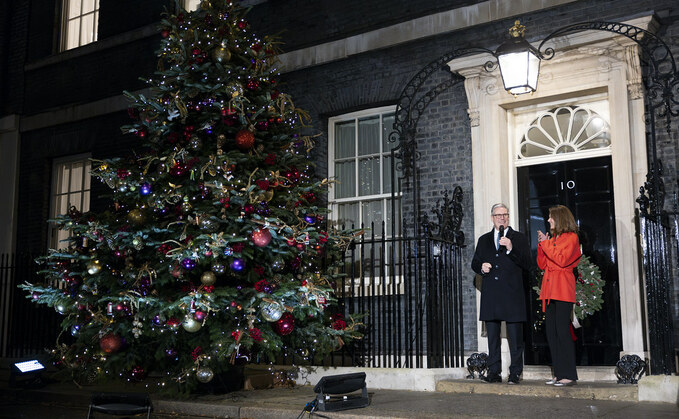 Prime Minister Sir Keir Starmer at the official Christmas tree lights switch on at Downing Street.