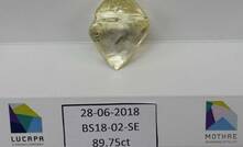 The 89.75ct yellow diamond was recovered during Mothae's bulk sampling programme 