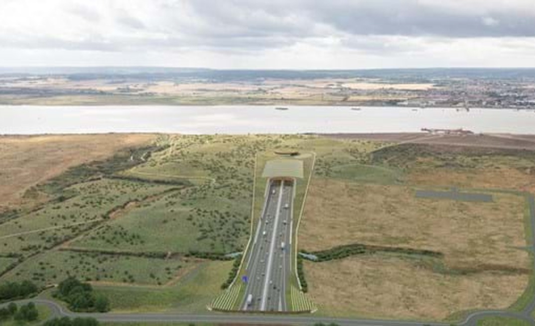 An illustration of the Northern entrance of the proposed Lower Thames Crossing