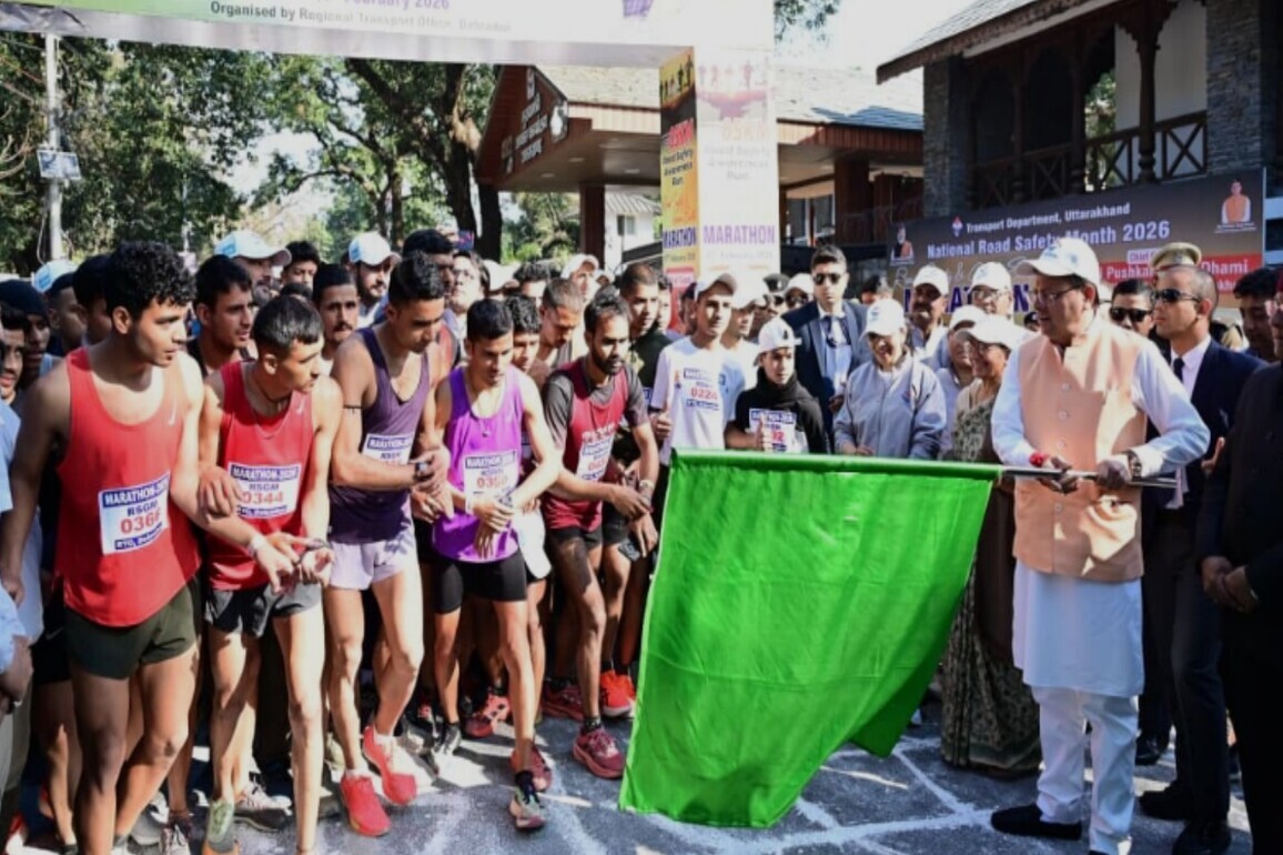 Uttrakhand CM Dhani flags off 5-km run in Dehradun to promote road safety, environmental protection