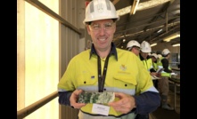  Bill Beament holding core from the Zodiac discovery at Jundee