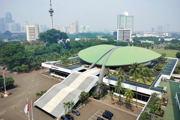 Indonesian parliament assembly building - July 15, 2021.