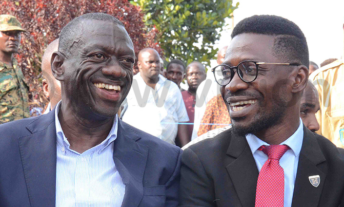 MP Robert Kyagulanyi and Opposition activist Dr Kizza Besigye. (File photo)