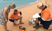 Sheffield measuring natural background radiation levels for the community at Broome's Town Beach, January 2017.