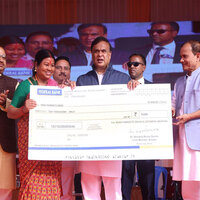 Assam CM Sarma distributes MMUA cheques to enterprising women in Borsola, Sipajhar