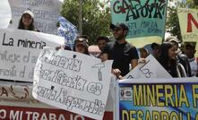  Mining supporters and opponents outside the court hearing in Quito, Ecuador