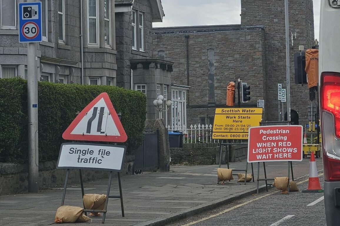Scottish Water works causing disruption on King Street in Aberdeen