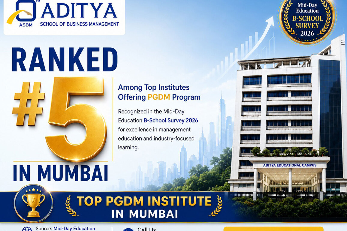 Aditya School of Business Management Secures 5th Rank in Mumbai Among PGDM Institutes in Mid-Day Education B-School Survey 2026