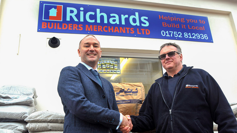 Barclays Business Manager Mark Heller and Kevin Richards, director of Richards Builders Merchants
