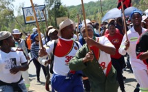  NUM protestors march on the Blyvoor gold mine in South Africa’s Gauteng province