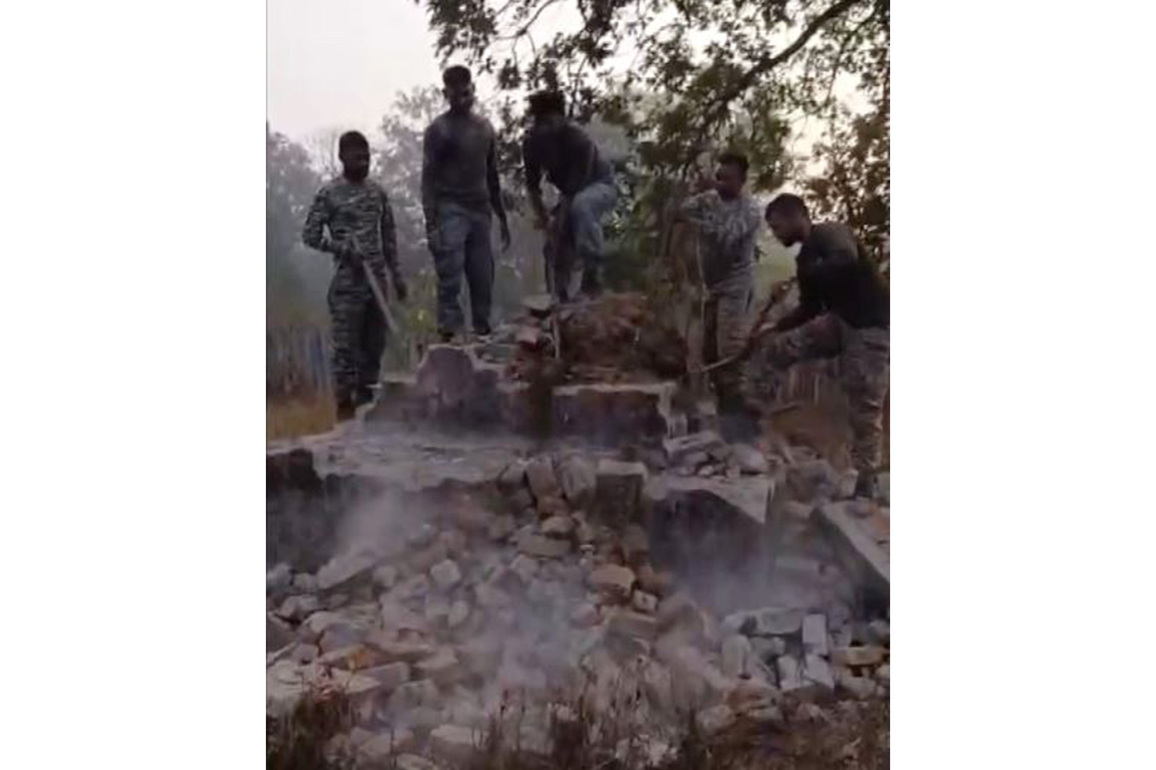 Chhattisgarh: Security forces demolish four Maoist memorials in Bijapur
