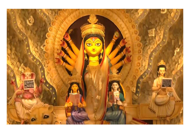 Kolkata Durga Puja pandal celebrates Bengali language, pays tribute to literary icons Rabindranath Tagore, Swami Vivekananda, and more