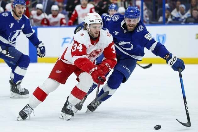 Lightning hold off late charge from Red Wings for overtime win