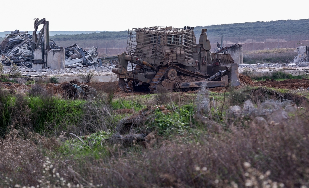 An IDF armoured bulldozer operating in Gaza in 2022