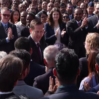 'Hold On, I'm Comin' by Sam & Dave plays as Sergio Gor walks to take oath as US Ambassador to India