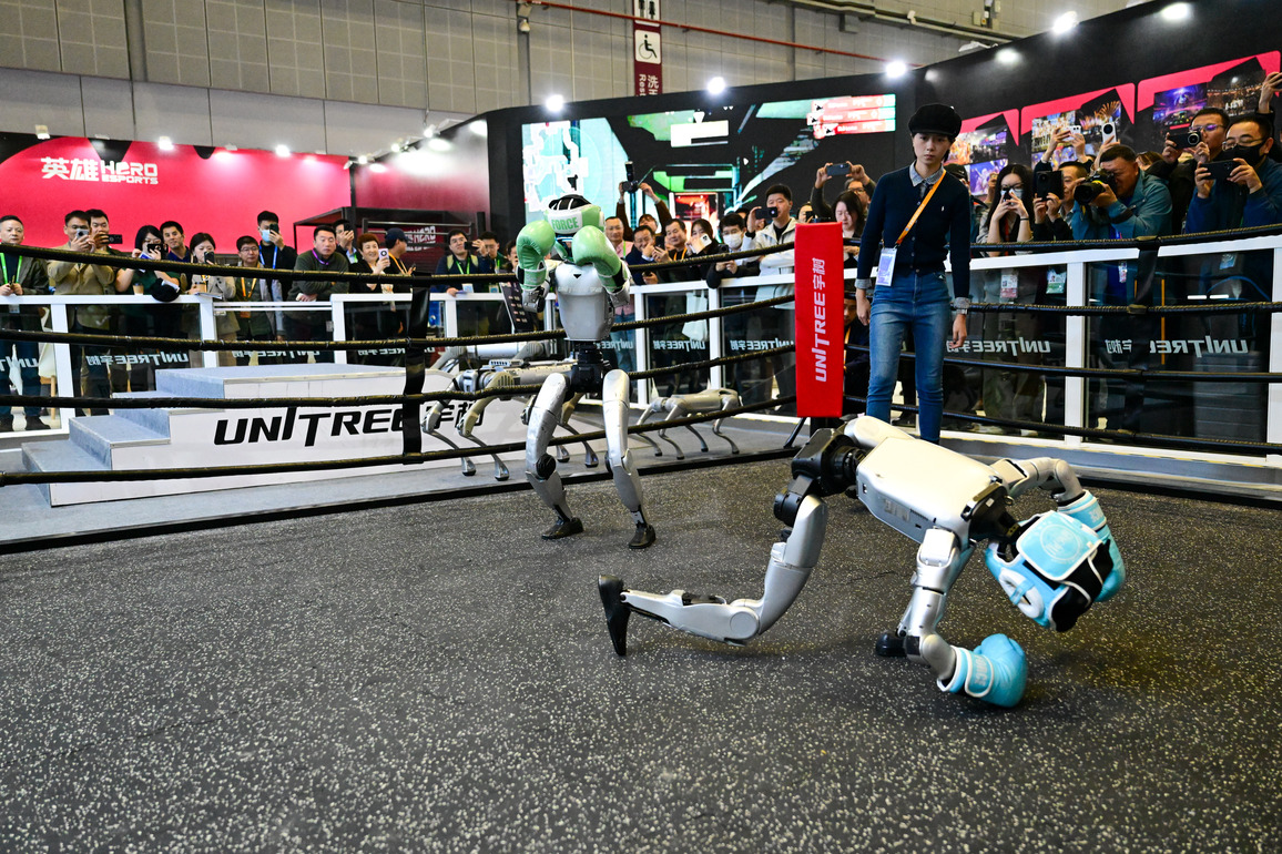 (CIIE) CHINA-SHANGHAI-CIIE-HUMANOID ROBOTS-FIGHTING (CN)