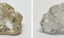 The 55ct type 2a D-colour white diamond recovered from the new area pre- and post-boiling