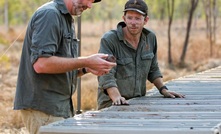 Geologists Kevin Rose and Nick Chapman at Tarraji-Yampi. Pic: Dreadnought.