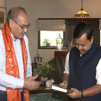 BJP President Nitin Nabin meets FICCI Chair Dr Harsh Mahajan, former cricketer Madan Lal in Delhi