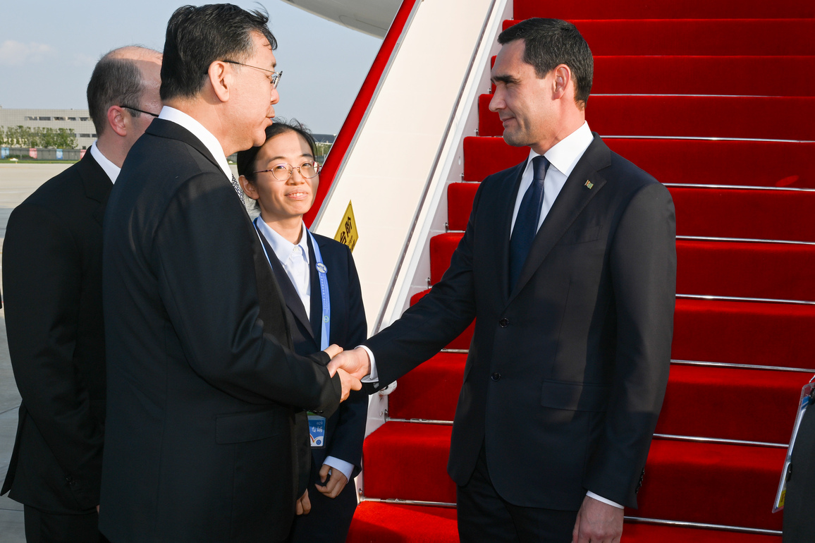 (SCO Tianjin Summit) CHINA-TIANJIN-TURKMEN PRESIDENT-ARRIVAL (CN)