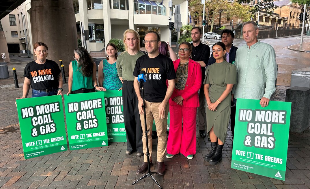 Adam Bandt and supporters announce their demands