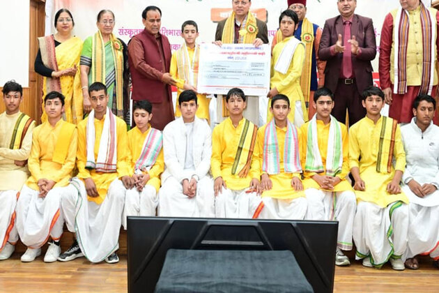 Uttarakhand CM Dhami felicitates students at Sanskrit Talent Programme