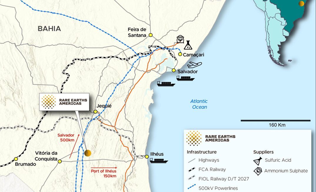 Mapa do projeto de argila iônica Alfha, da REA, na BA
