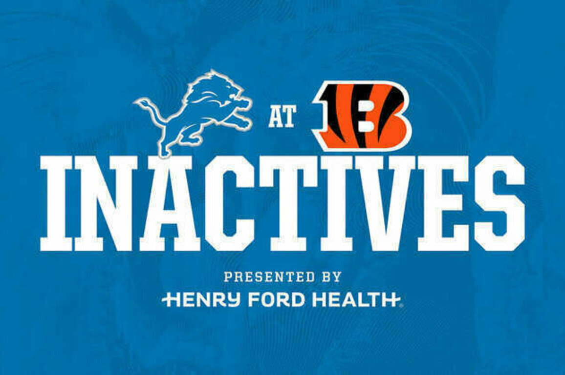 INACTIVES: Lions at Bengals