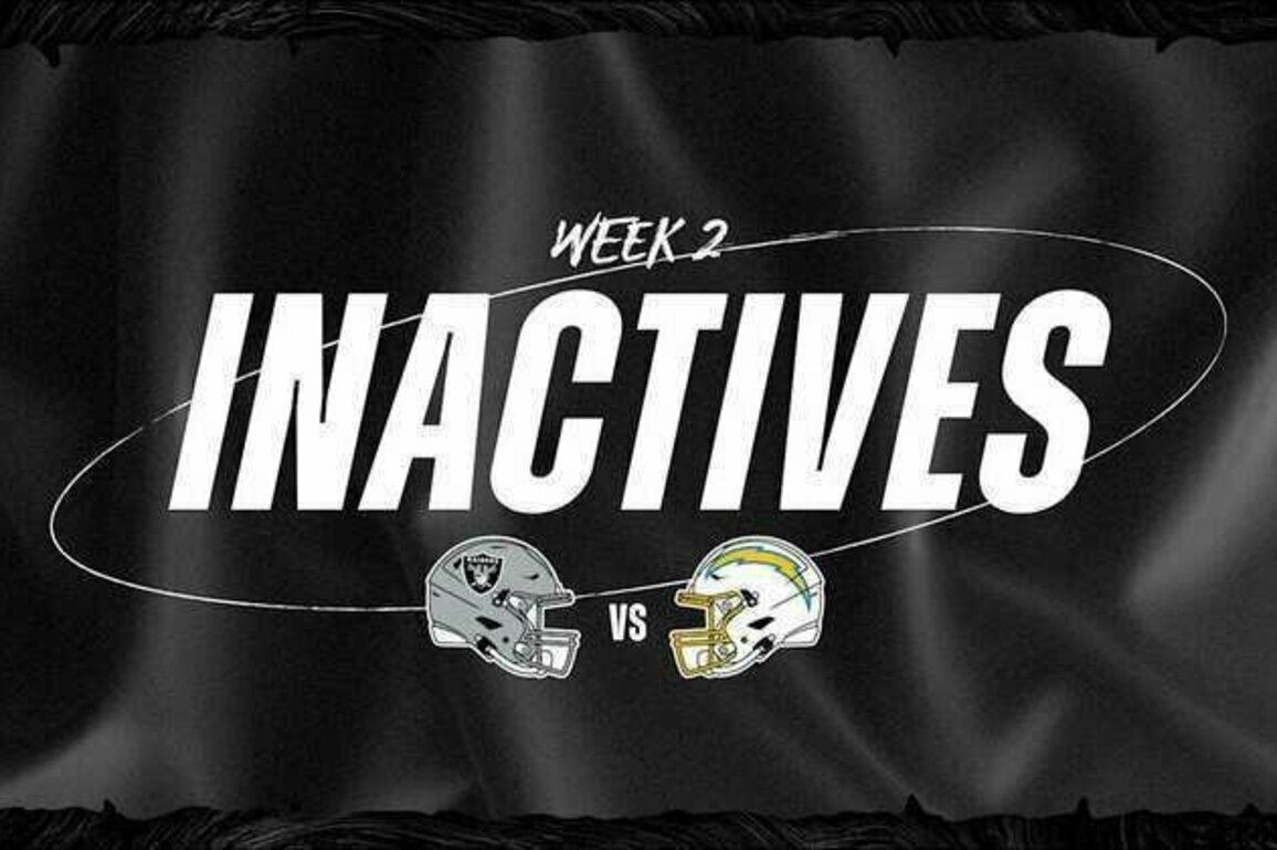 Las Vegas Raiders Week 2 Inactives vs. Los Angeles Chargers