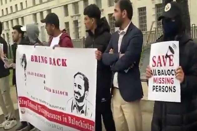 Baloch National Movement protests outside Downing Street, spotlighting human rights violations in Pakistan
