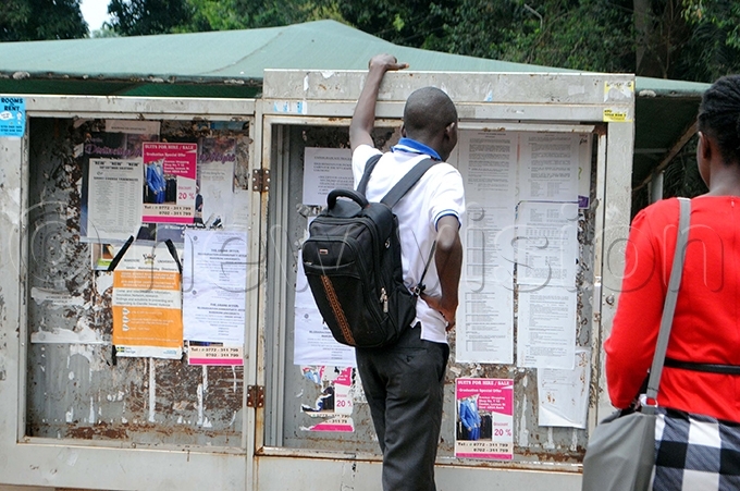 student checks for his name on a notice board at the university hoto by ary ansiime
