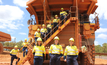  Alcoa’s Simon Carr (back/left) welcomes the company’s new mine production trainees including Erika Harrison, Kristie Truebody and Jorja Zawadzki (front row, left to right).