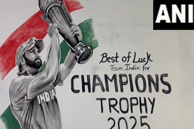 UP artist creates wall painting of Rohit Sharma lifting trophy ahead of Champions Trophy final