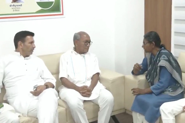 Congress leader Digvijay Singh, Jitu Patwari meet Rajya Sabha candidate Meenakshi Natarajan