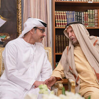 Hazza bin Zayed visits Ahmed Khalifa Al Suwaidi to exchange Ramadan greetings