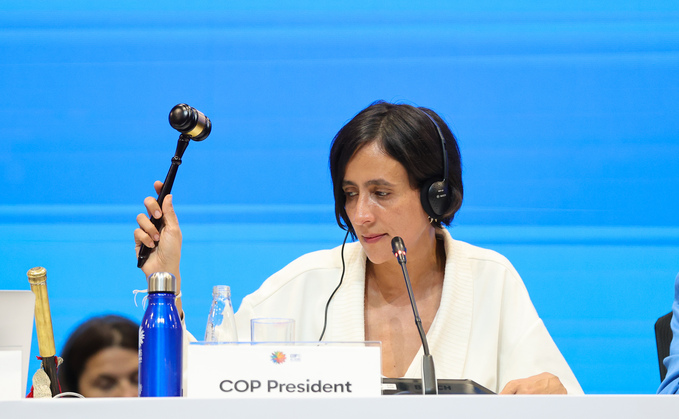 COP 16 President Susana Muhamad gavels in a decision at COP16 | Credit: IISD/ENB | Mike Muzurakis