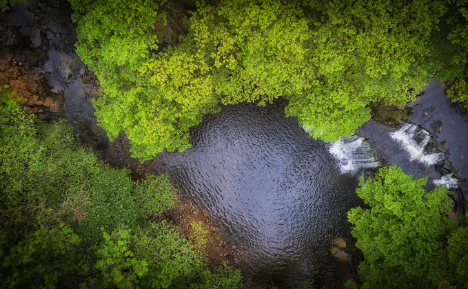 Aerial view of Sgwd Ddwli Uchaf waterfall on the river Neath, South Wales, | Credit: iStock