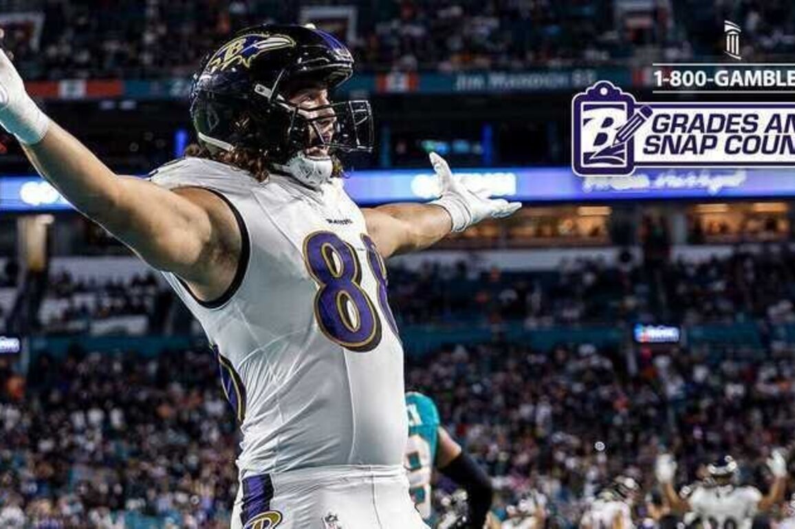 Tight Ends Top Ravens' Grades & Snap Counts in Miami Win