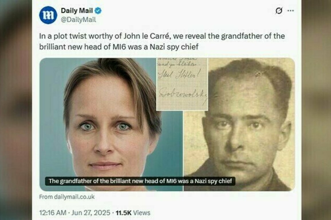 Incoming MI6 boss grandfather was Ukrainian Nazi Butcher  UK media