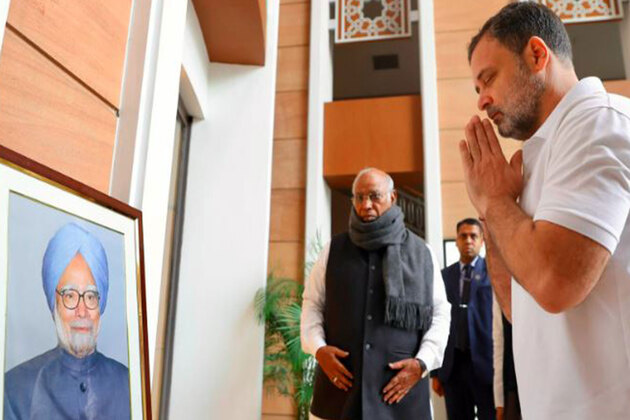 Rahul Gandhi pays tribute to Dr Manmohan Singh, Shivraj Patil, and Sriprakash Jaiswal at Indira Bhawan