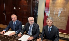   Carlos Alvarado, Vice President of Marketing at Codelco; Máximo Pacheco, president of the board of the state company, and Masashi Suda, executive vice president of NBP.