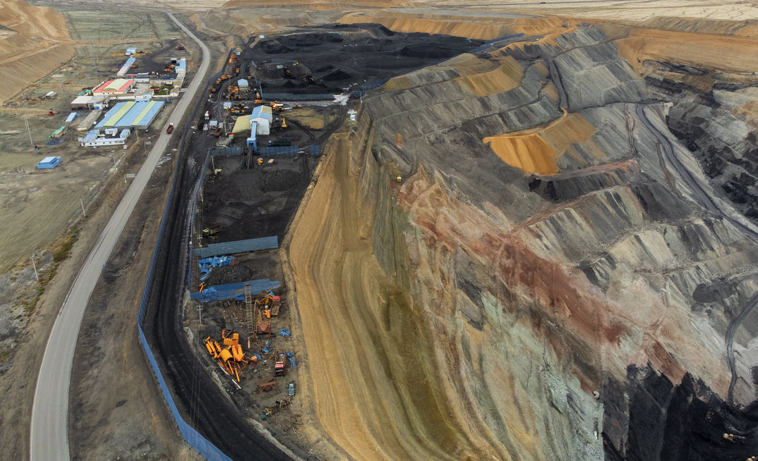  Coal mine pit located in Qinghai Province, China
