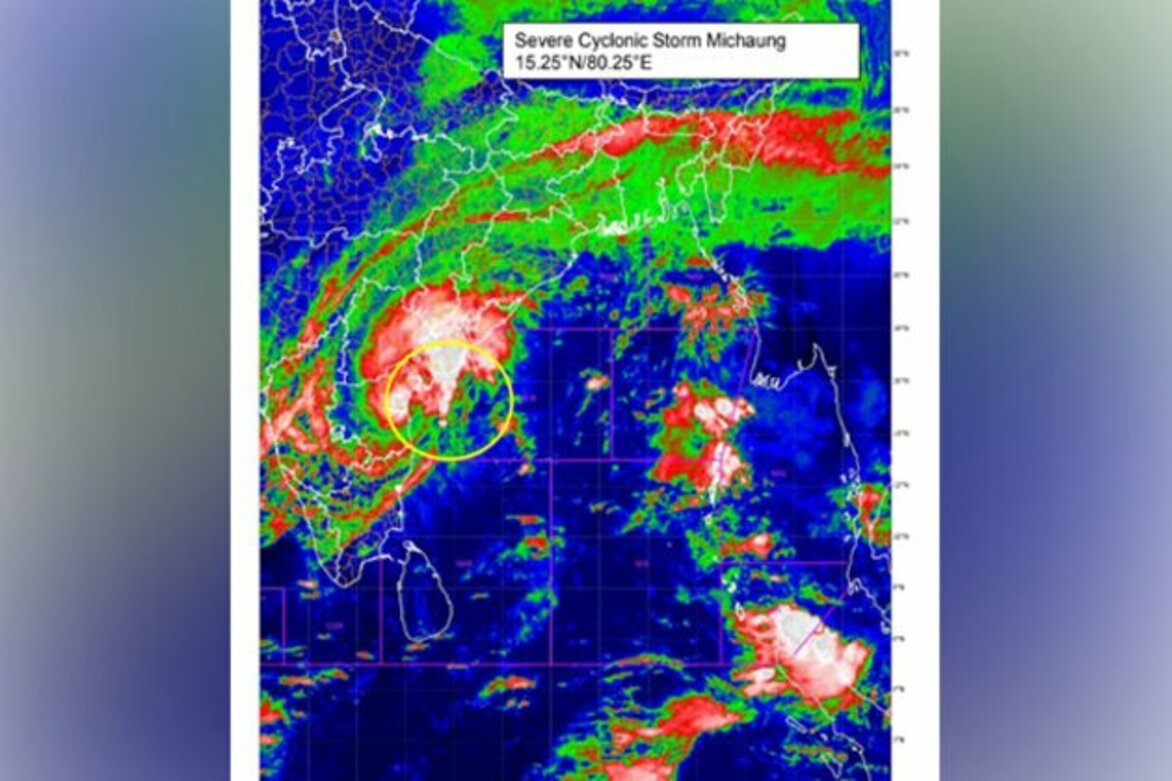 Severe Cyclone 'Michaung' to make landfall next 4 hours at Andhra Pradesh