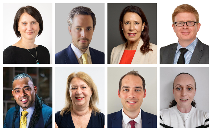 (Top row L-R:) Louise Davey, Michael Airey, Debbie Abrahams and Sean McNulty (Bottom row L-R:) Andrien Meyers, Sharon Smith, Martin Shimell and Lauren Haworth 