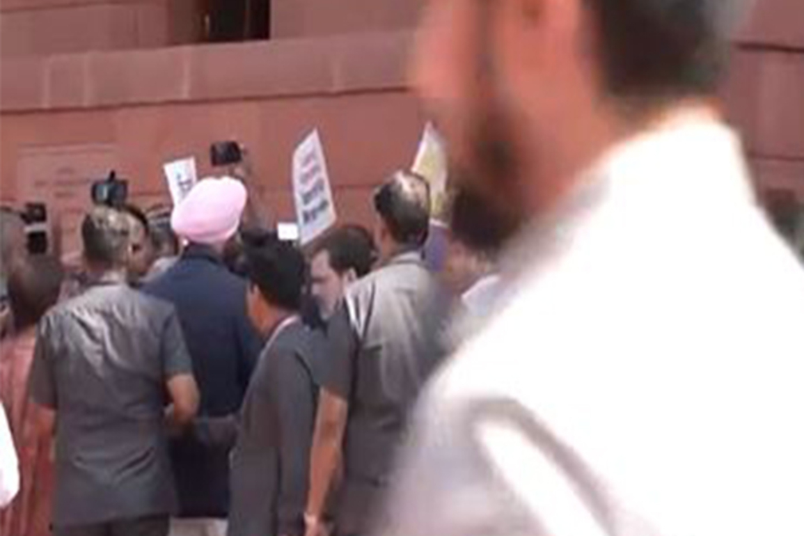 Rahul Gandhi meets Punjab Congress MPs protesting over farmers' issue