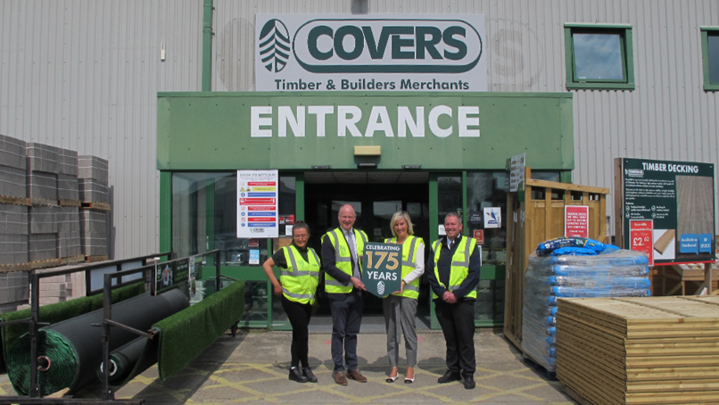 Gosport MP Dame Caroline Dinenage and members of the Covers team